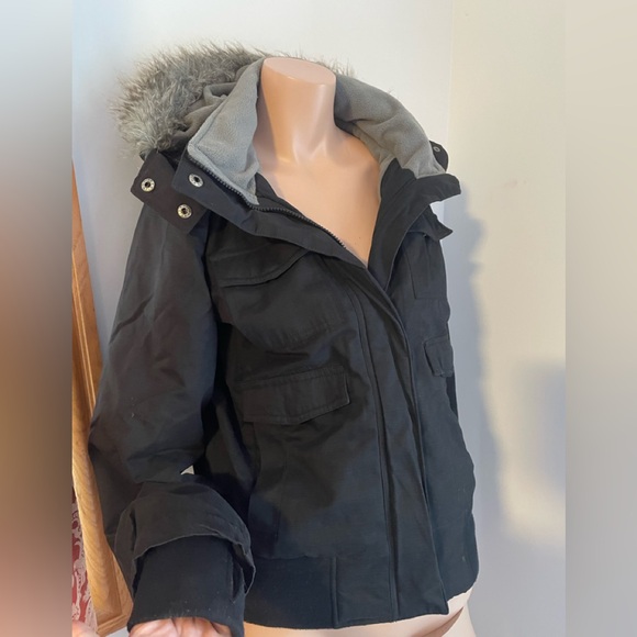 21”PTP M ❄️ winter bomber hood felted fleece faux fur trim - Picture 2 of 14